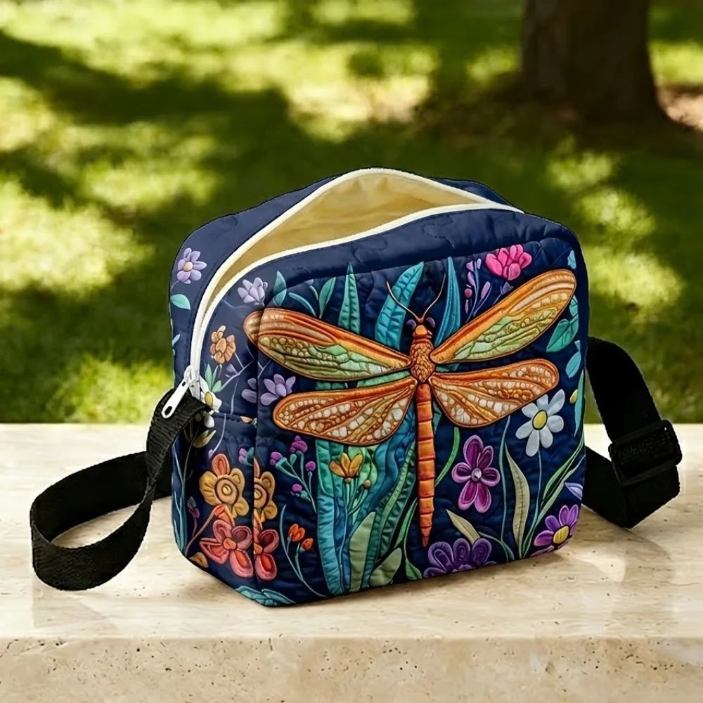 Sac bandoulière matelassé Floravie – motif Libellule