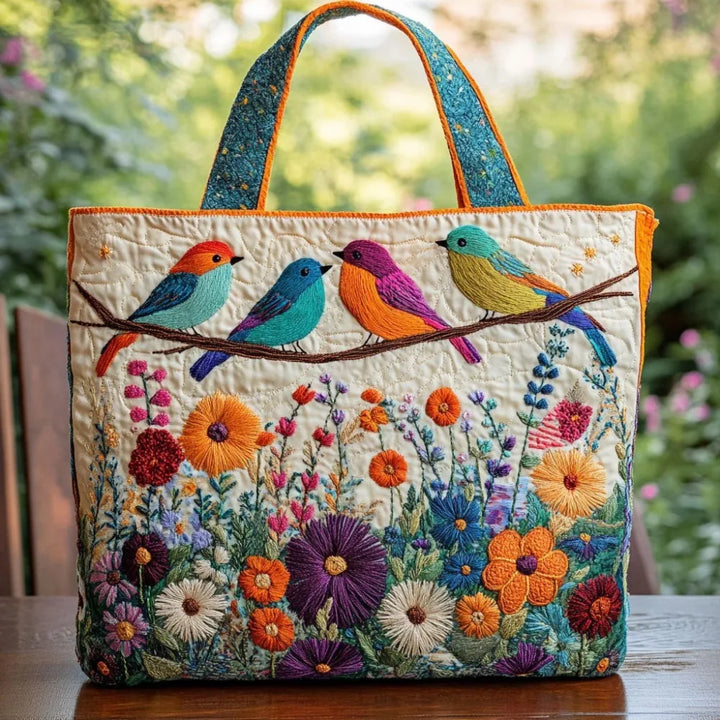 Sac cabas – Oiseaux colorés et fleurs des champs