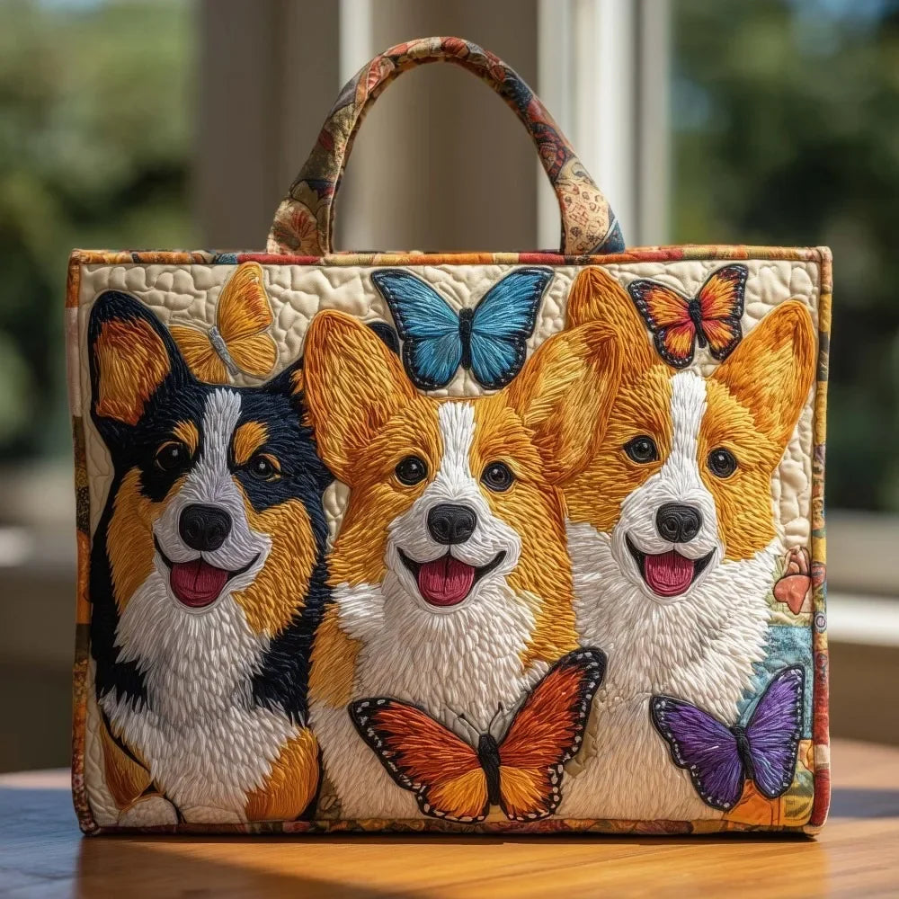 Sac cabas – Corgis et papillons