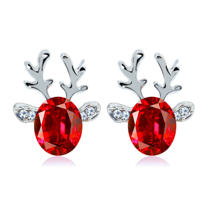 Boucles d'Oreilles Puces Cristal Renne Festif