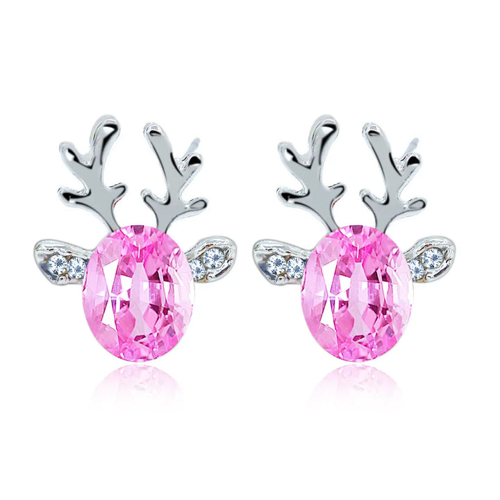 Boucles d'Oreilles Puces Cristal Renne Festif