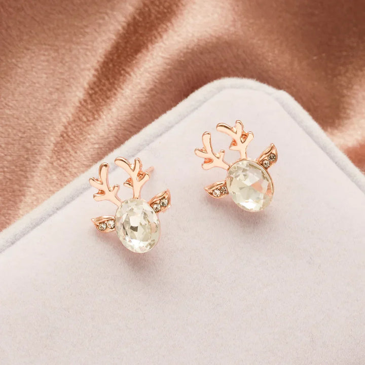 Boucles d'Oreilles Puces Cristal Renne Festif