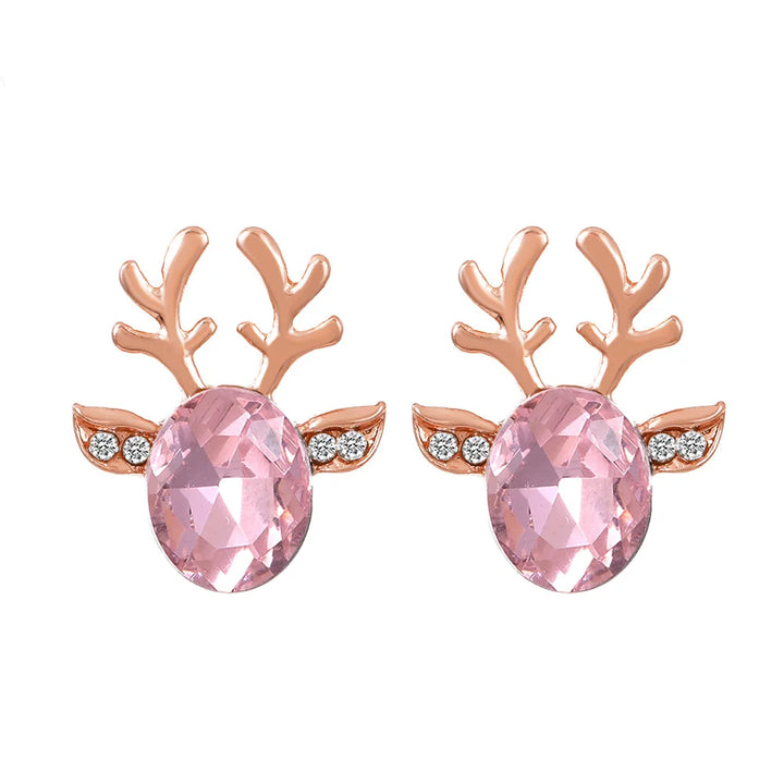 Boucles d'Oreilles Puces Cristal Renne Festif