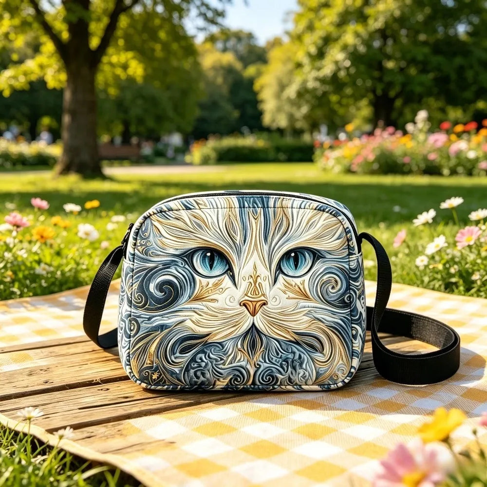 Sac bandoulière Floravie – motif Chat aux yeux bleus
