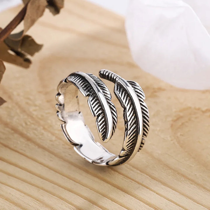 Bague Mémorial Ajustable – Plume d'un Ange