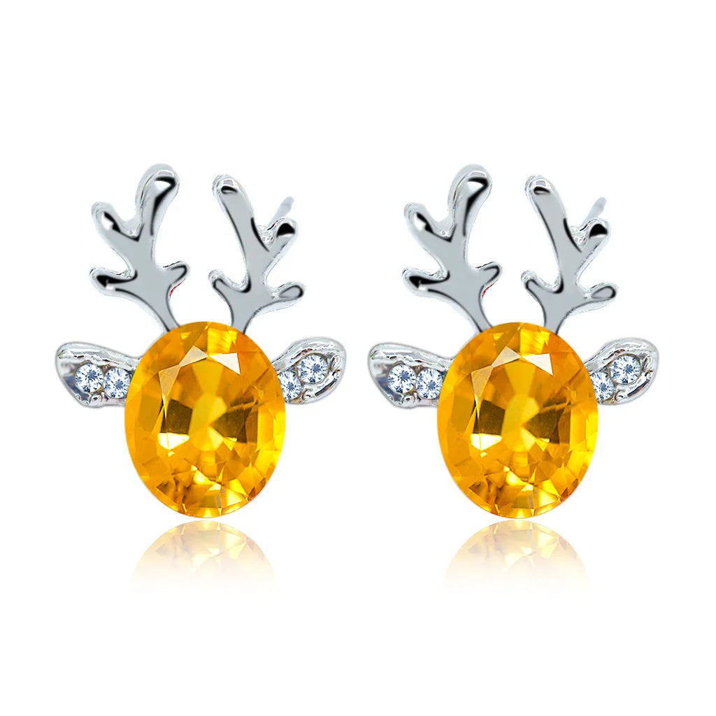 Boucles d'Oreilles Puces Cristal Renne Festif