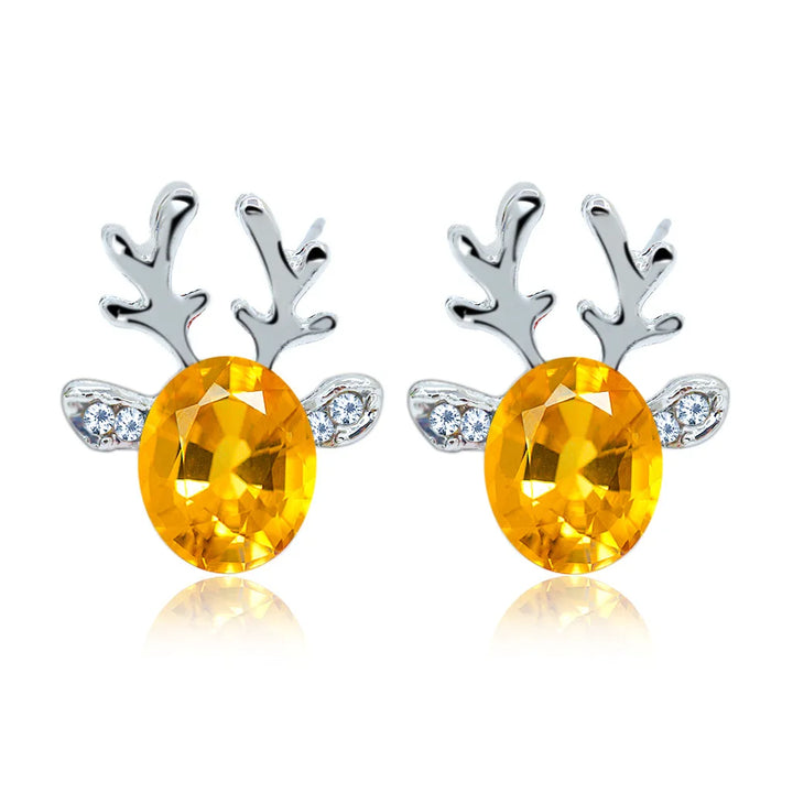 Boucles d'Oreilles Puces Cristal Renne Festif