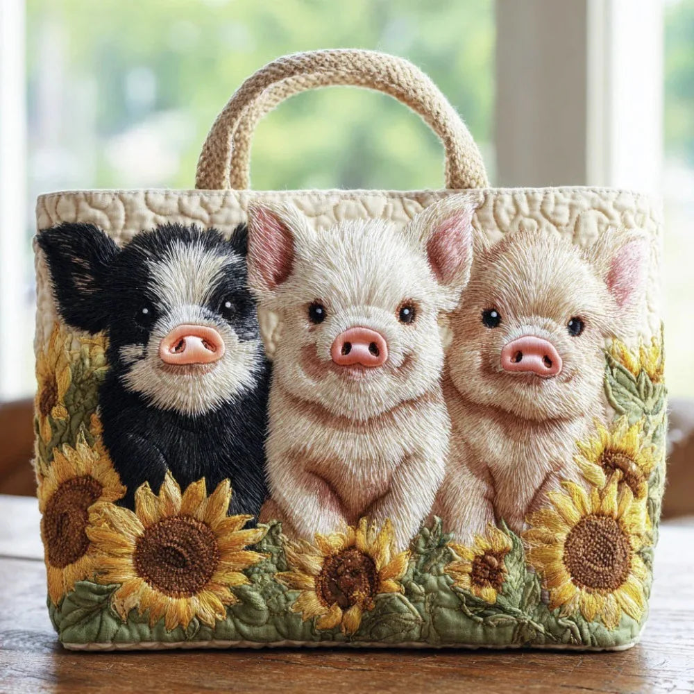 Sac cabas – Trois petits cochons aux tournesols