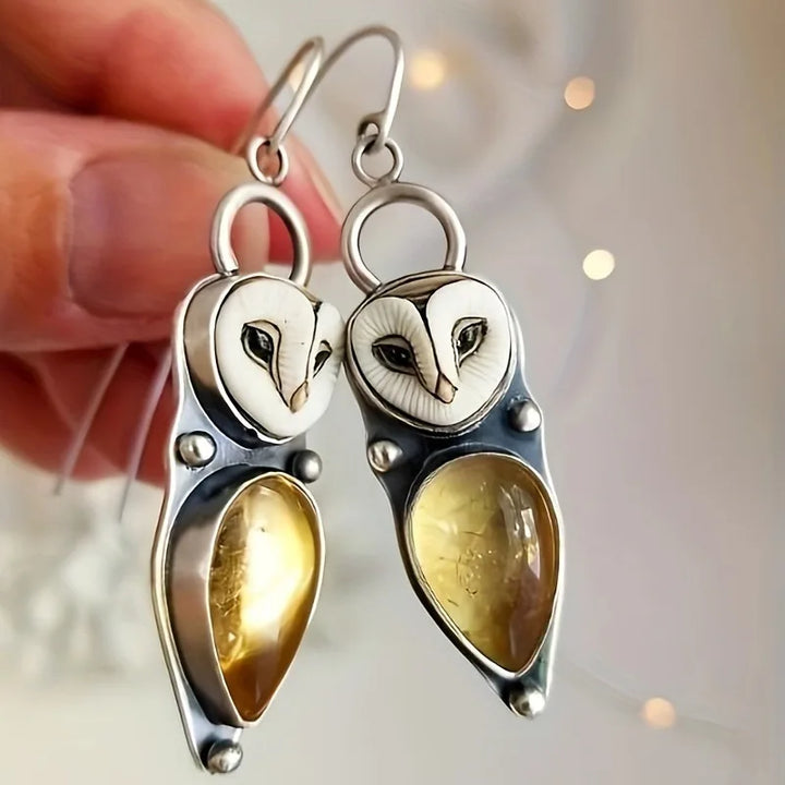 Boucles d'Oreilles Pendantes Hibou Boho – Sans Nickel pour Oreilles Sensibles