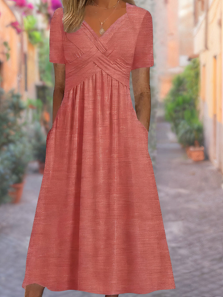 Sylvia | Robe à col en V avec poches pratiques