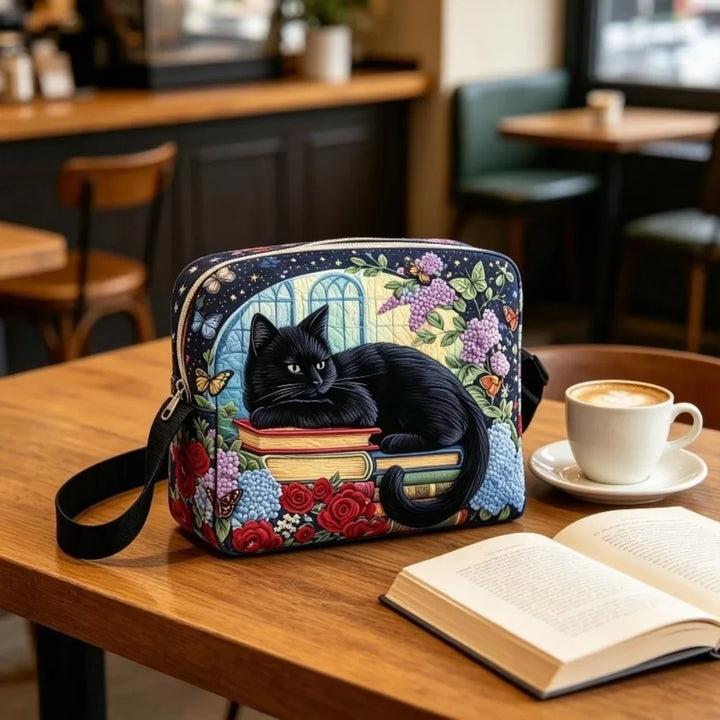 Sac bandoulière Floravie – motif Chat noir