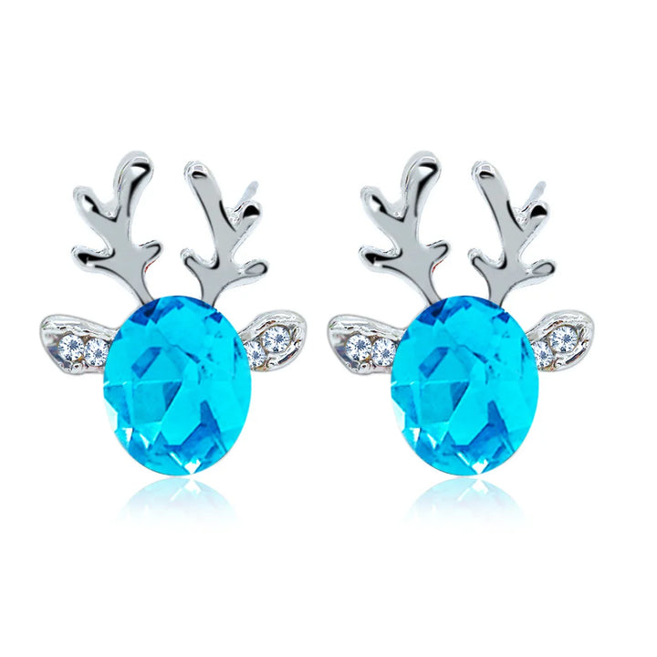 Boucles d'Oreilles Puces Cristal Renne Festif