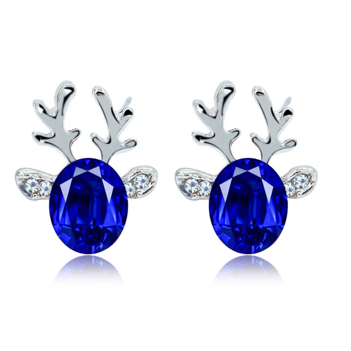 Boucles d'Oreilles Puces Cristal Renne Festif