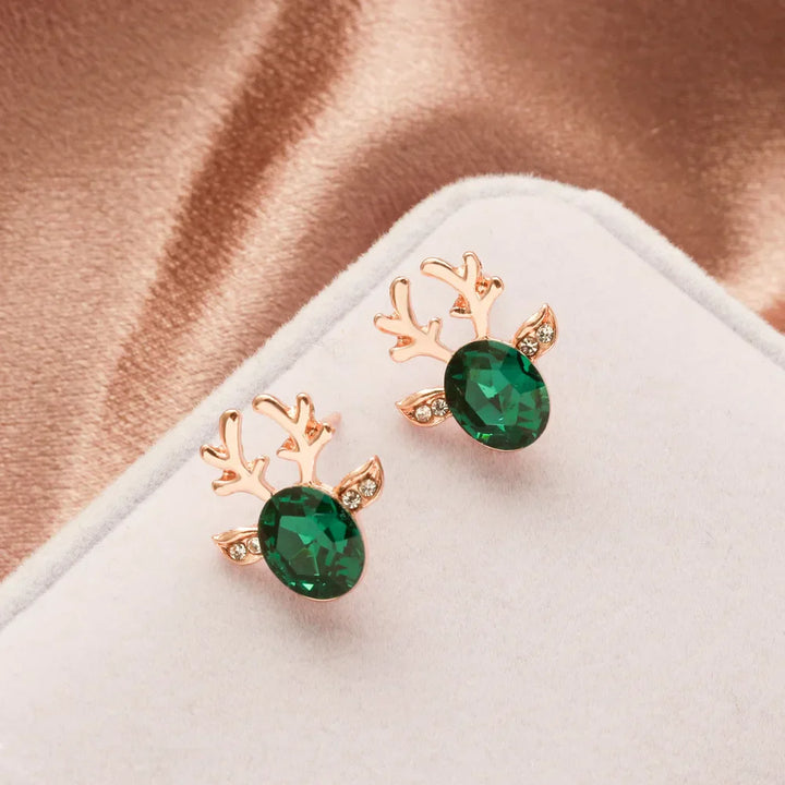 Boucles d'Oreilles Puces Cristal Renne Festif