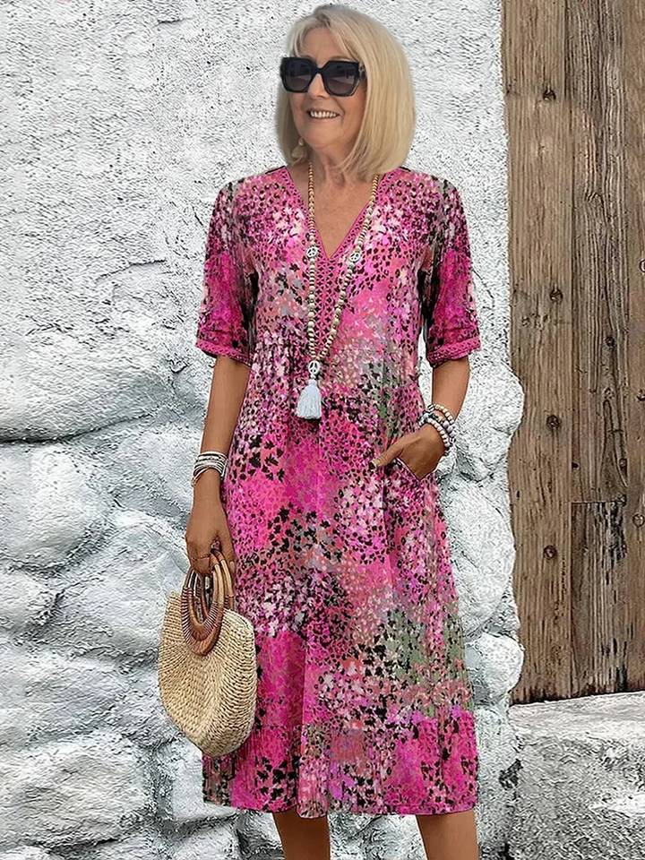 Elara | Robe midi élégante à imprimé