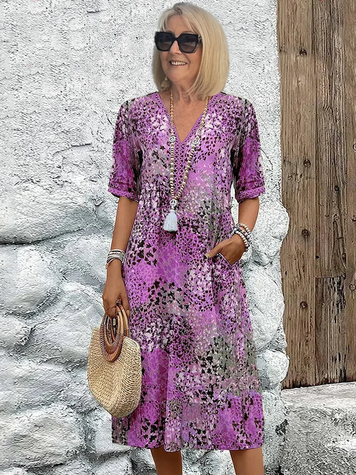 Elara | Robe midi élégante à imprimé