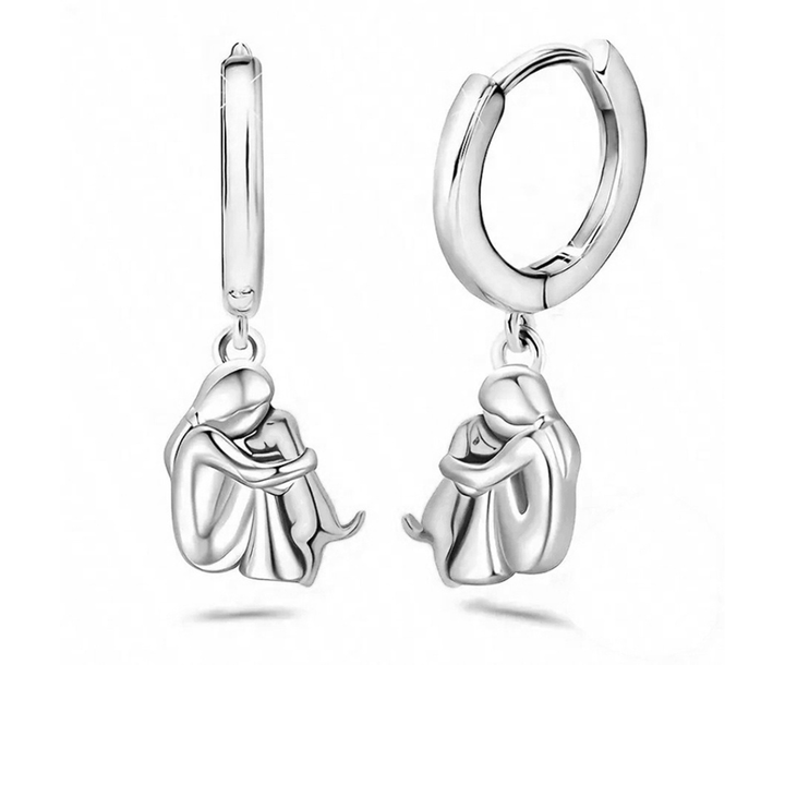 Collier Pendentif Câlin de Chien avec Boucles d'Oreilles Offertes