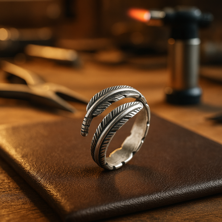 Bague Mémorial Ajustable – Plume d'un Ange