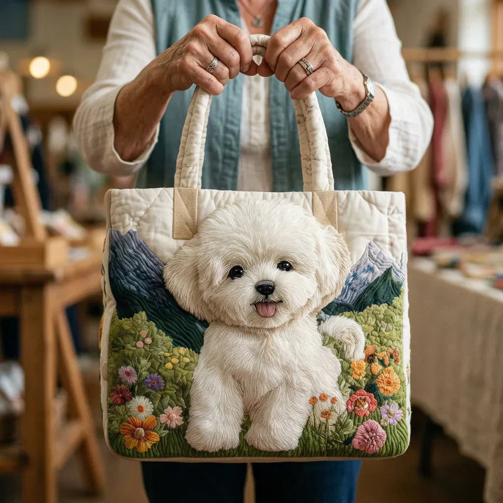 Sac matelassé artisanal - Chien enchanté