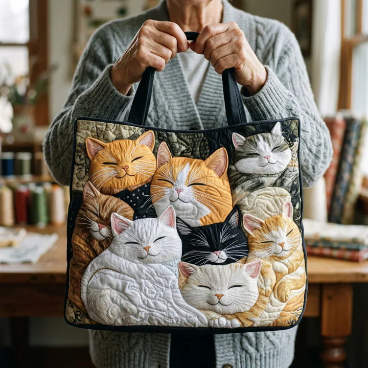 Sac matelassé artisanal - Chatons endormis