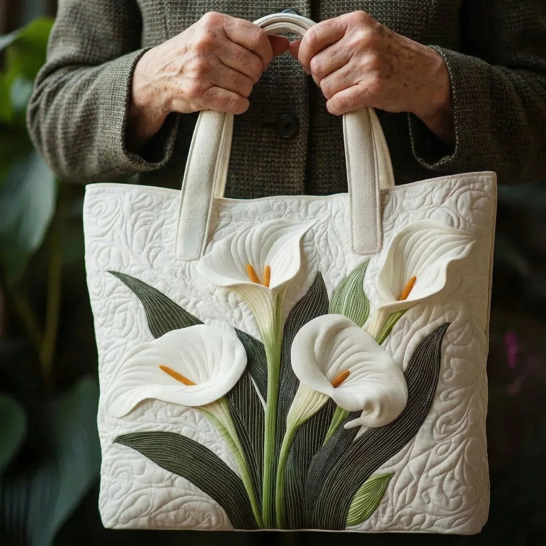 Sac matelassé artisanal - Lys blancs