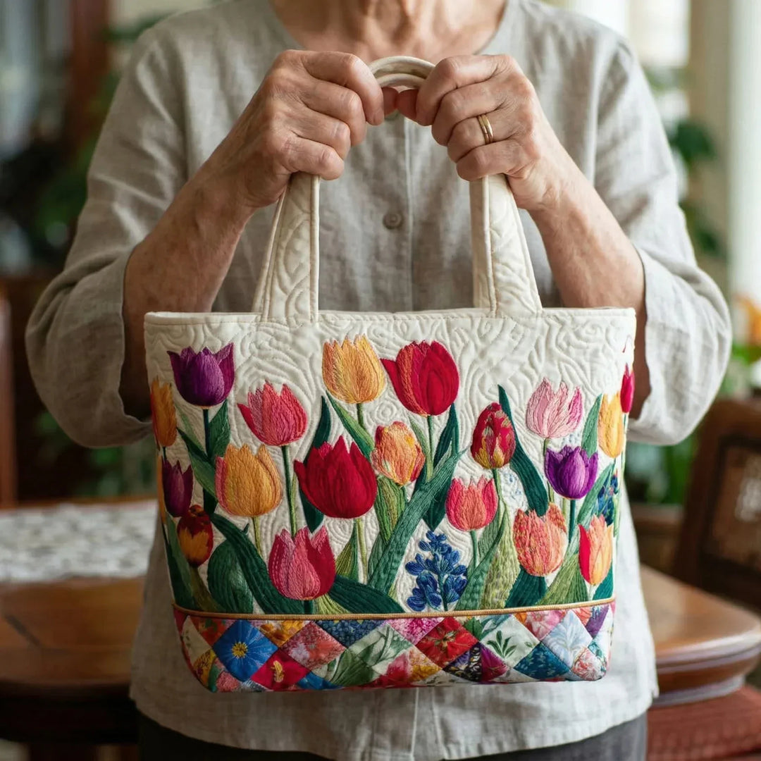Sac cabas matelassé - Jardin de tulipes