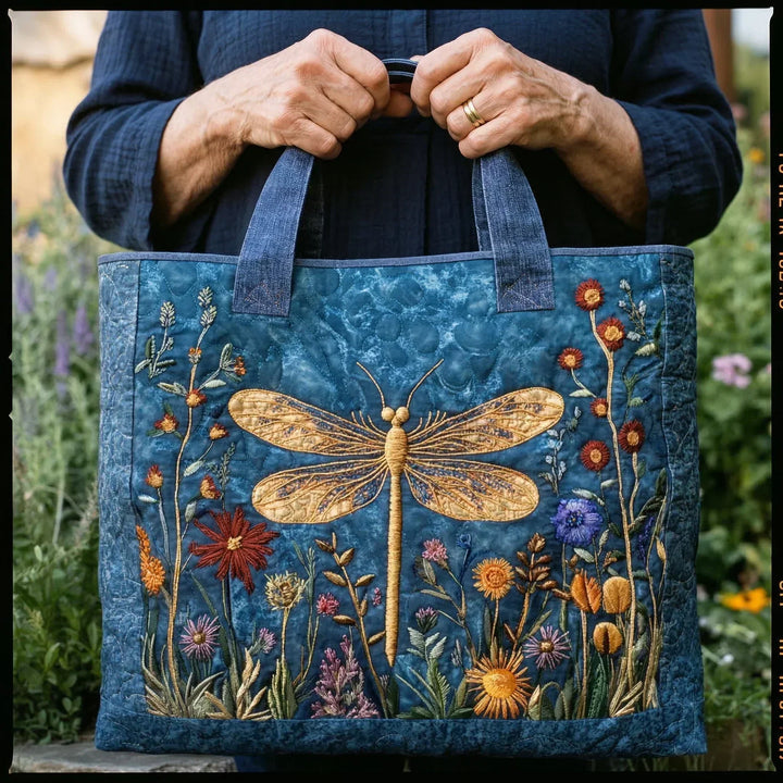 Sac cabas matelassé - Libellule dorée