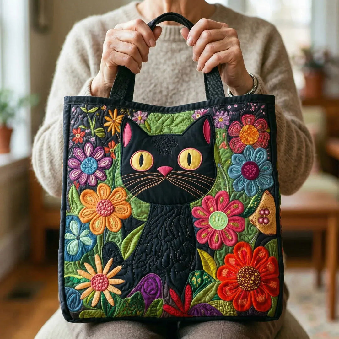 Sac matelassé - Chat noir enchanté