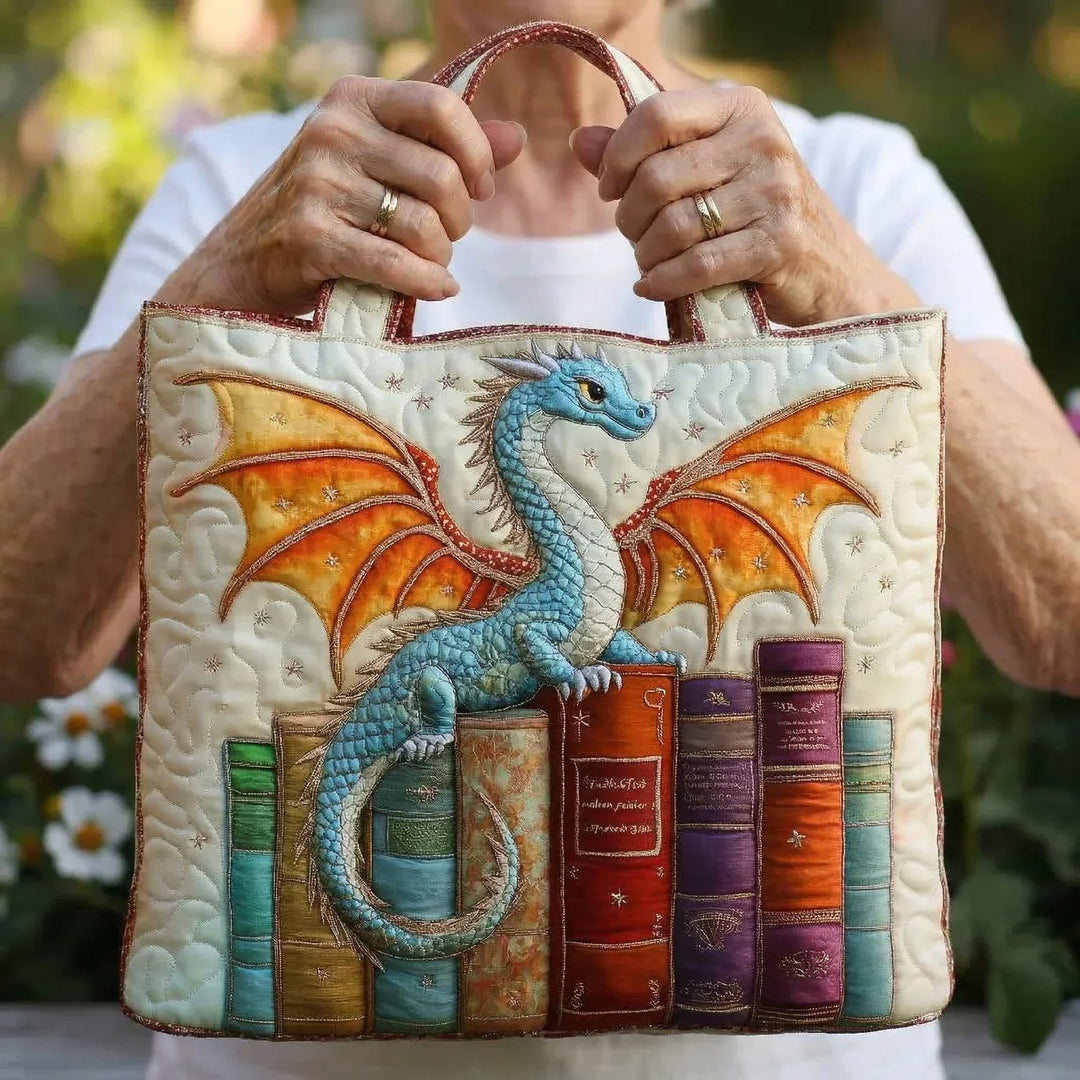 Sac matelassé - Dragon émeraude gardien des livres