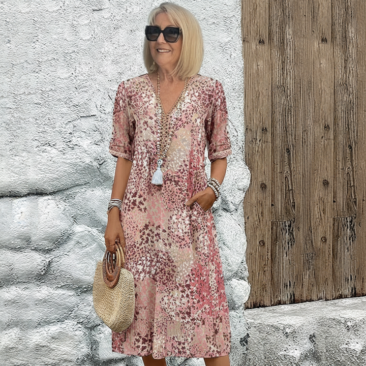 Elara | Robe midi élégante à imprimé