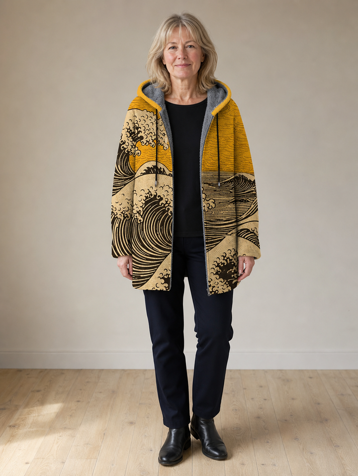 Margot | Cardigan à Capuche Imprimé Artistique