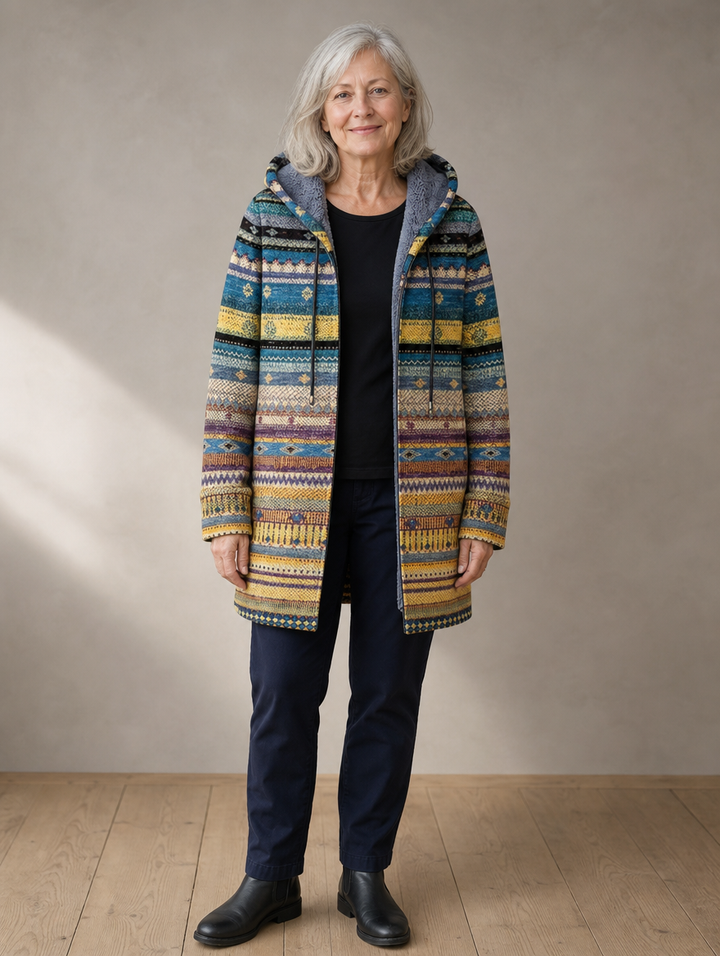 Marigold | Cardigan à Capuche à Motif Artisanal