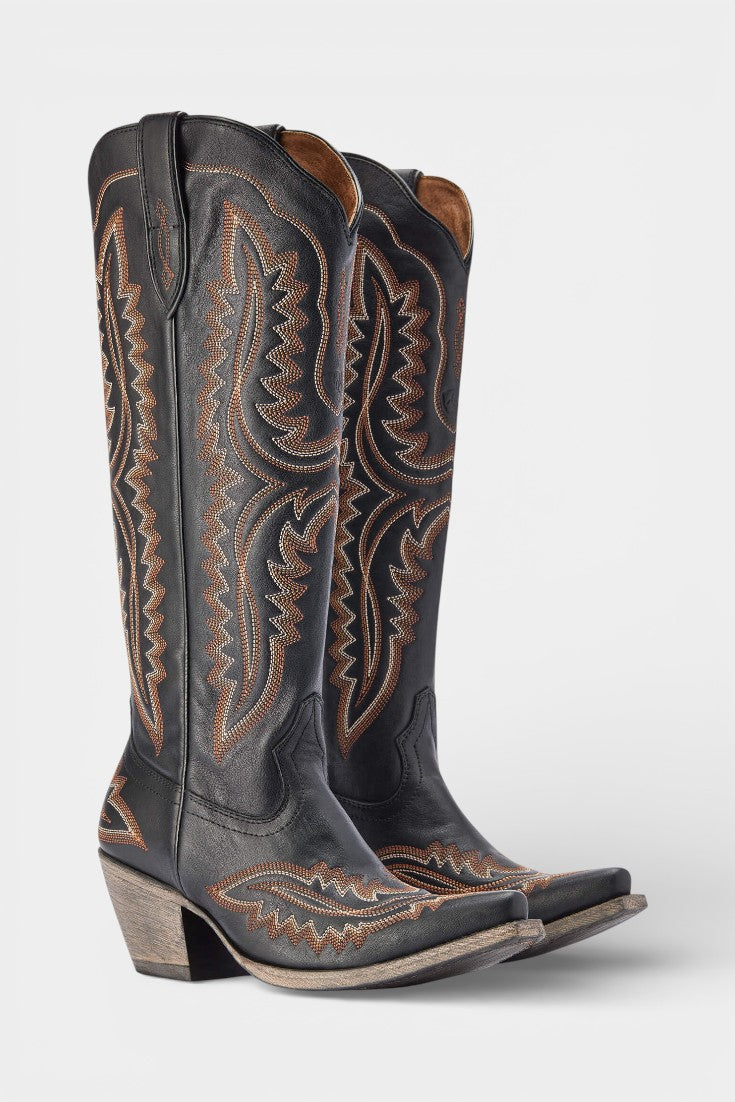 Zélie - Bottines à Bout Pointu Broderies Rétro Western