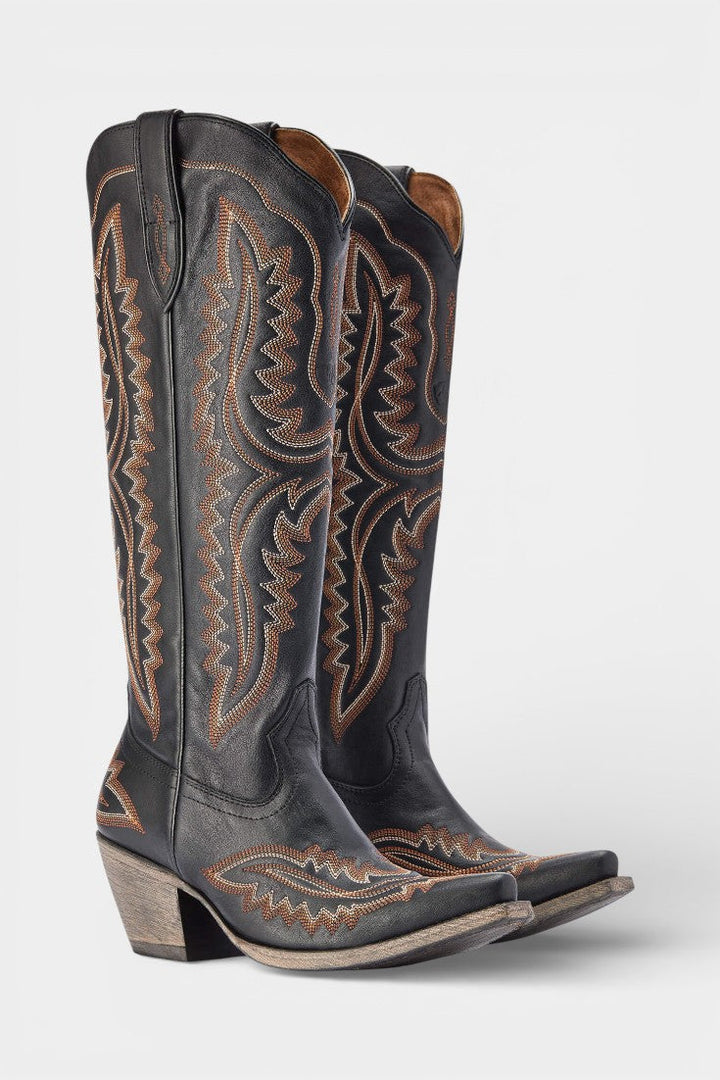 Zélie - Bottines à Bout Pointu Broderies Rétro Western
