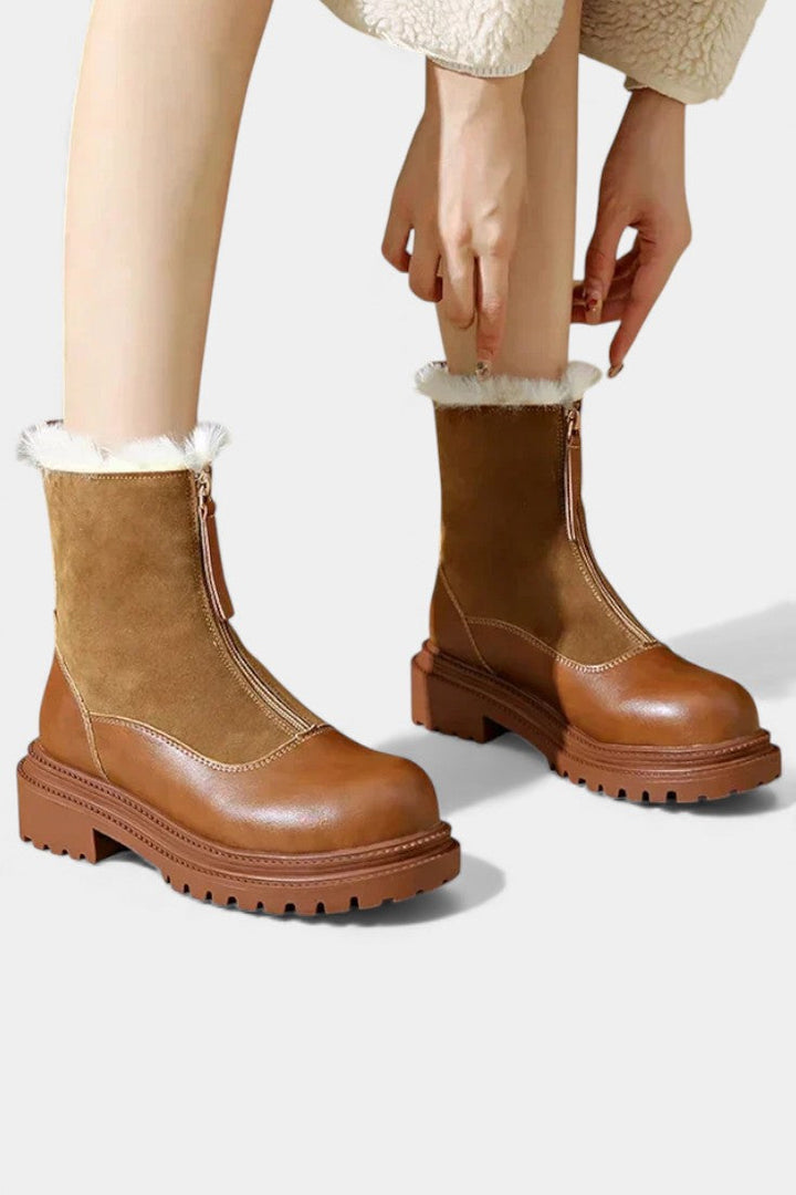 Gertrud - Bottes à Semelle Crantée et Garniture en Fausse Fourrure