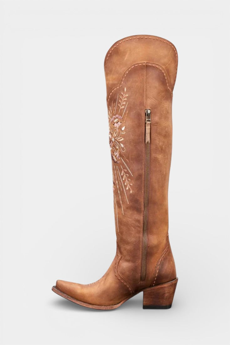Antonine - Bottes Western Vintage à Lacets et Broderies