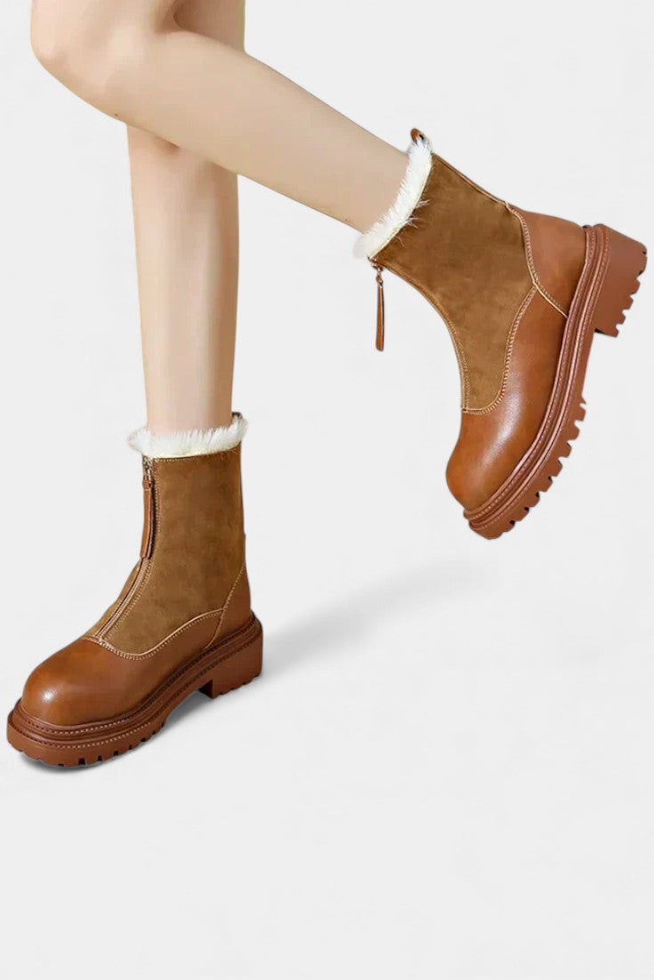 Gertrud - Bottes à Semelle Crantée et Garniture en Fausse Fourrure