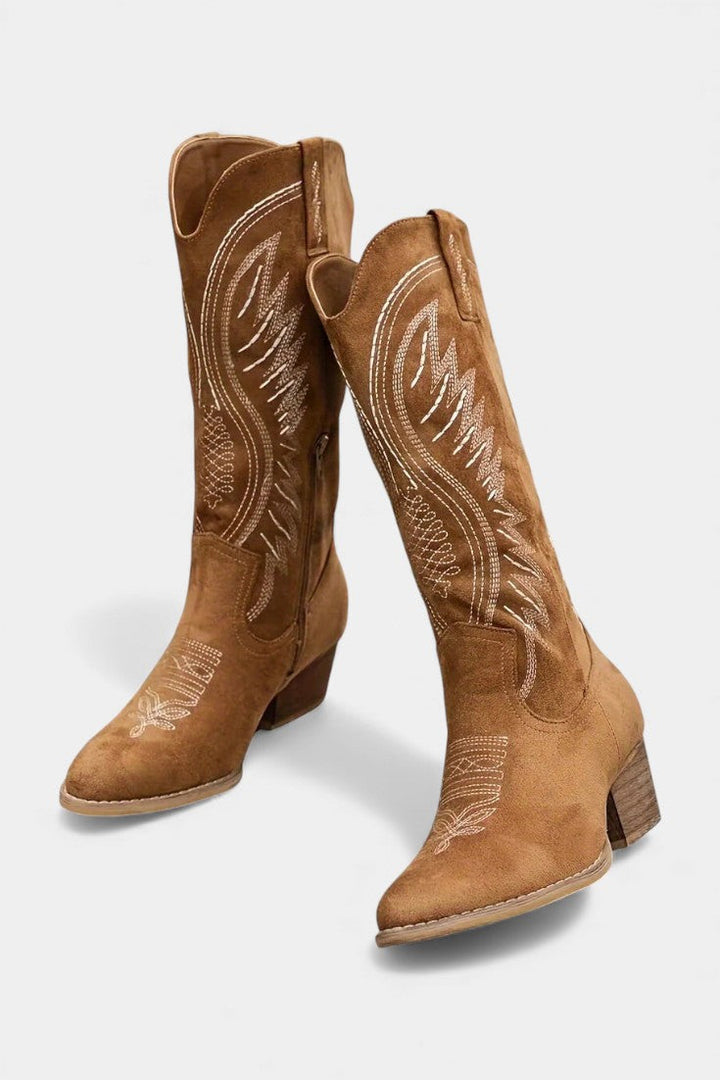 Eusty - Bottes Cowboy en Daim à Talon Bloc