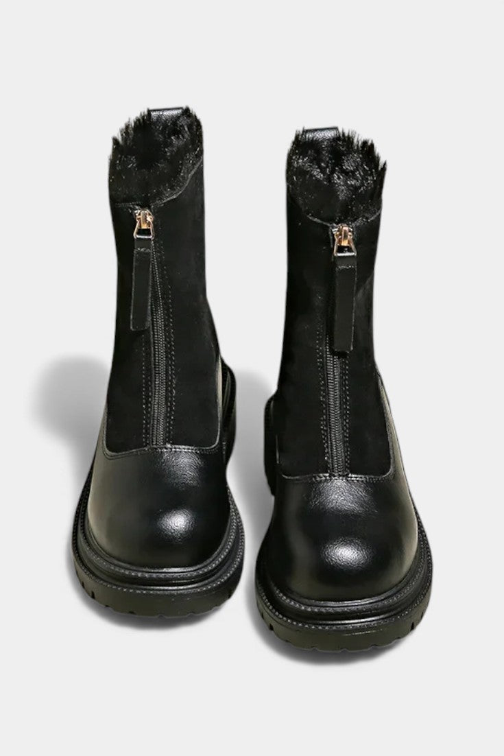 Gertrud - Bottes à Semelle Crantée et Garniture en Fausse Fourrure