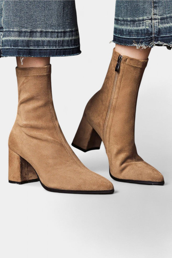 Célie - Bottines à Bout Pointu et Talon Bloc