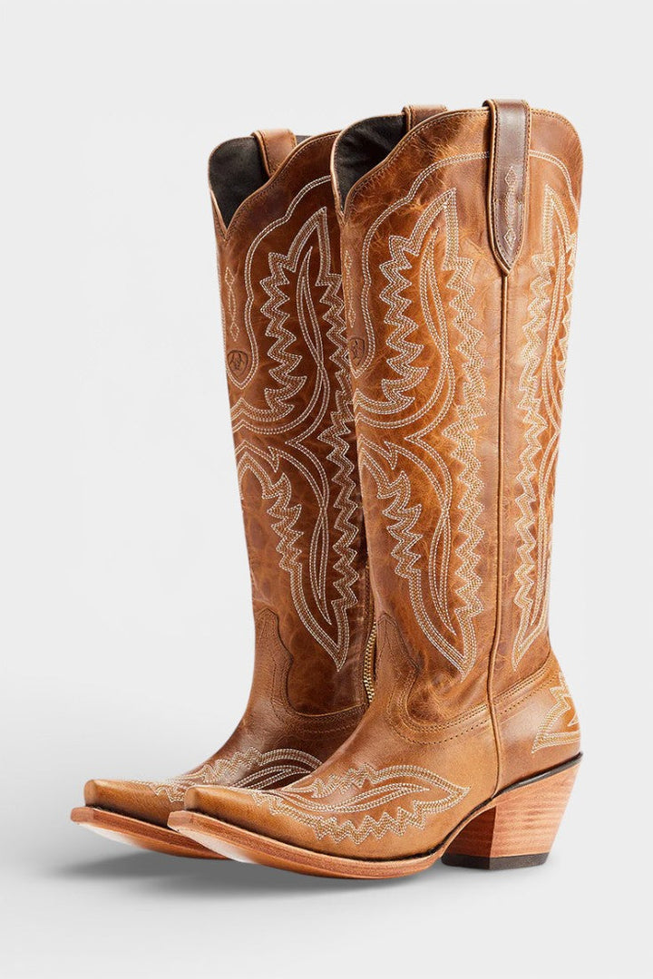 Zélie - Bottines à Bout Pointu Broderies Rétro Western