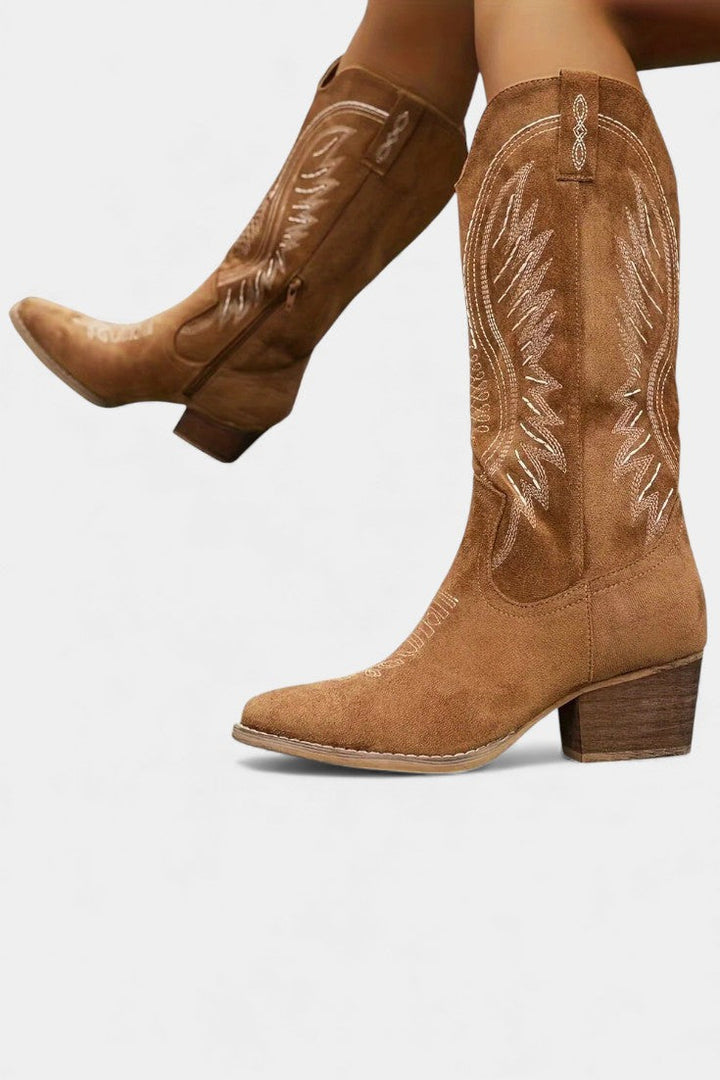 Eusty - Bottes Cowboy en Daim à Talon Bloc