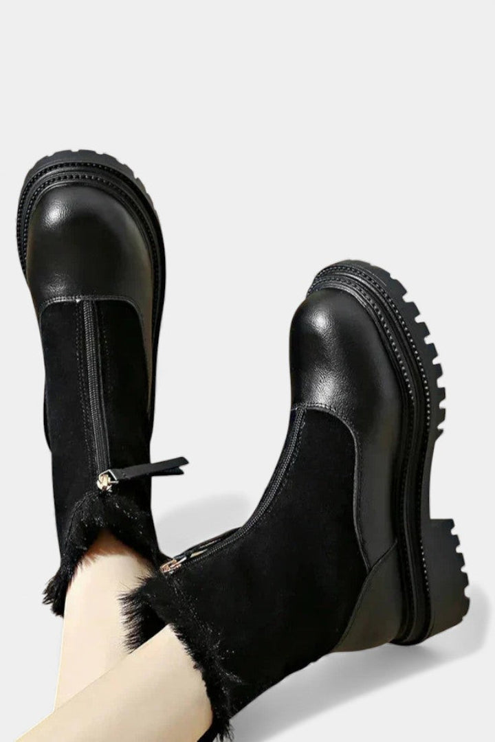 Gertrud - Bottes à Semelle Crantée et Garniture en Fausse Fourrure
