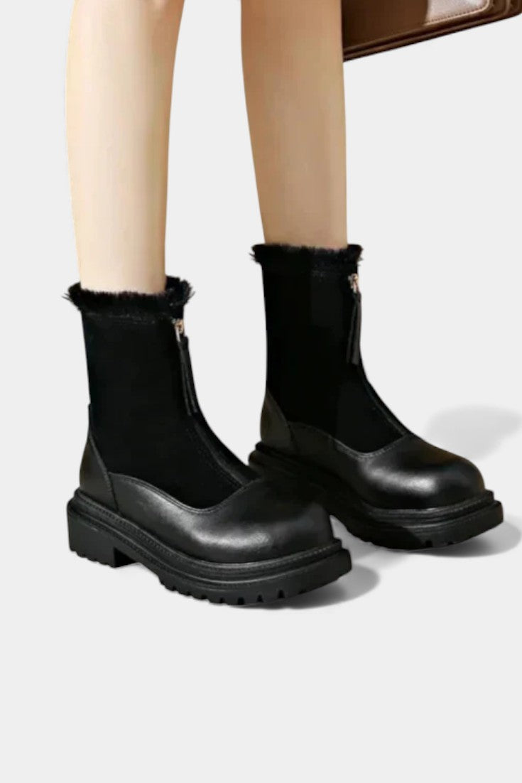 Gertrud - Bottes à Semelle Crantée et Garniture en Fausse Fourrure