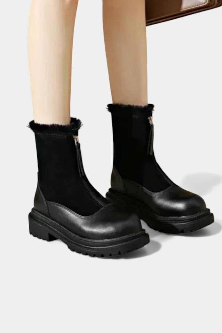 Gertrud - Bottes à Semelle Crantée et Garniture en Fausse Fourrure