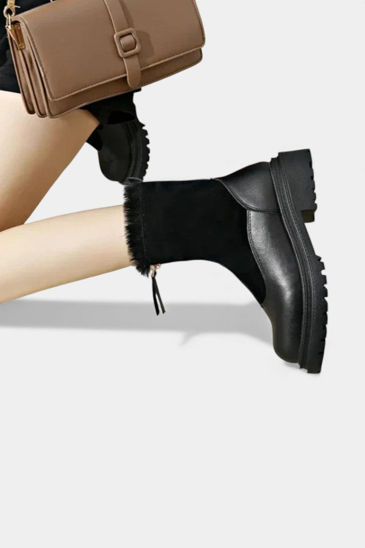 Gertrud - Bottes à Semelle Crantée et Garniture en Fausse Fourrure