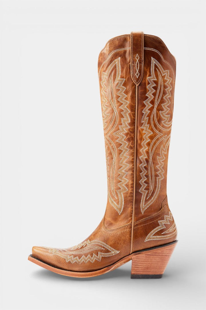 Zélie - Bottines à Bout Pointu Broderies Rétro Western