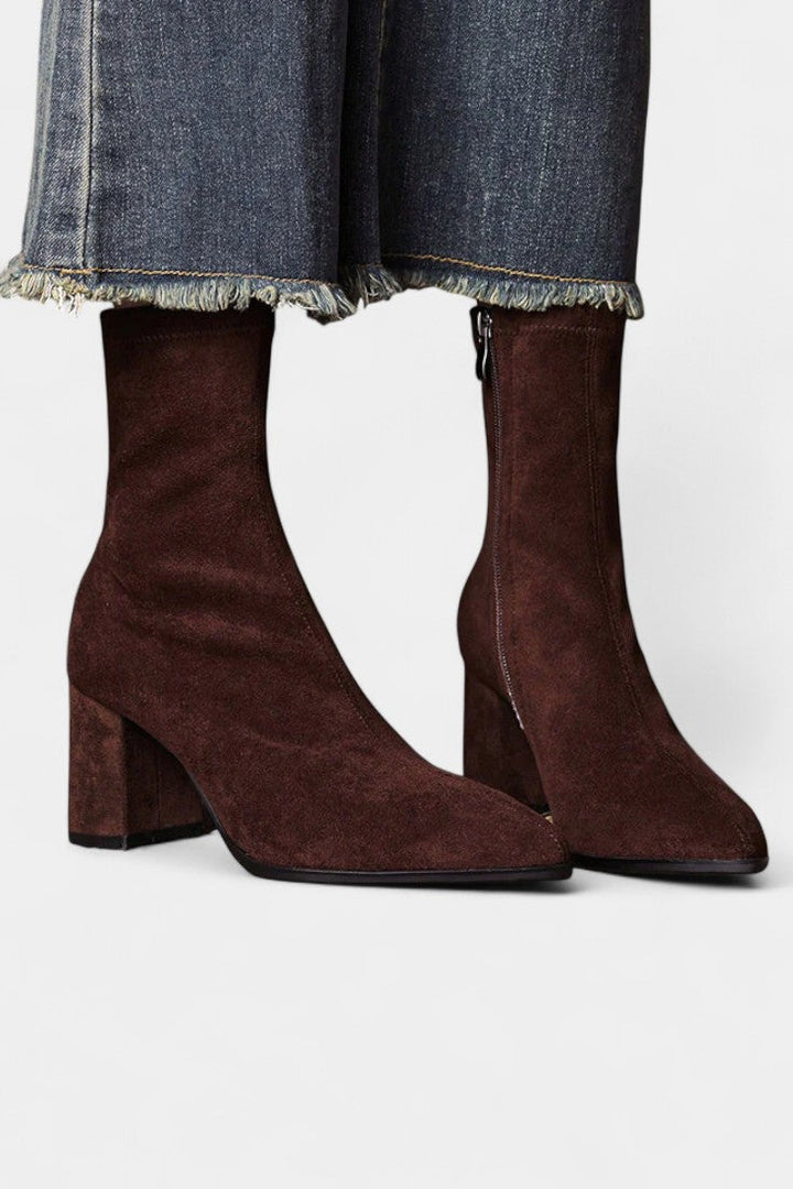 Célie - Bottines à Bout Pointu et Talon Bloc