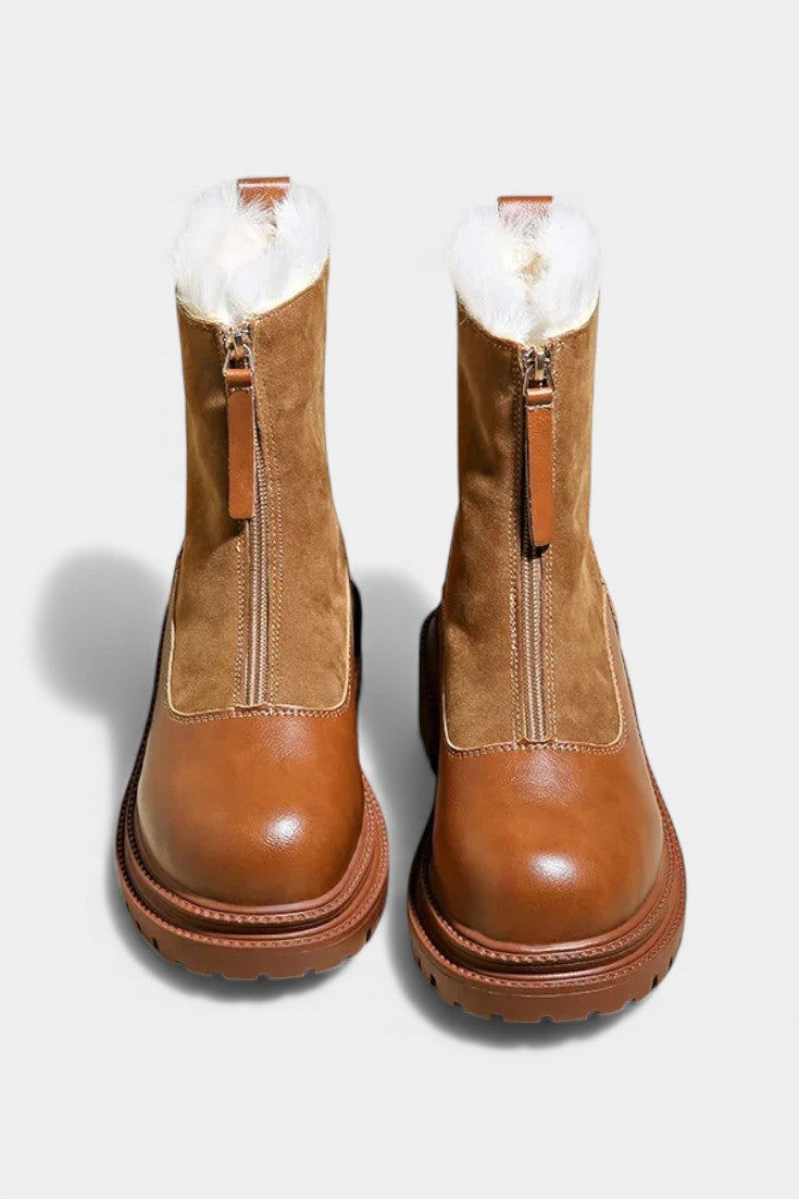 Gertrud - Bottes à Semelle Crantée et Garniture en Fausse Fourrure