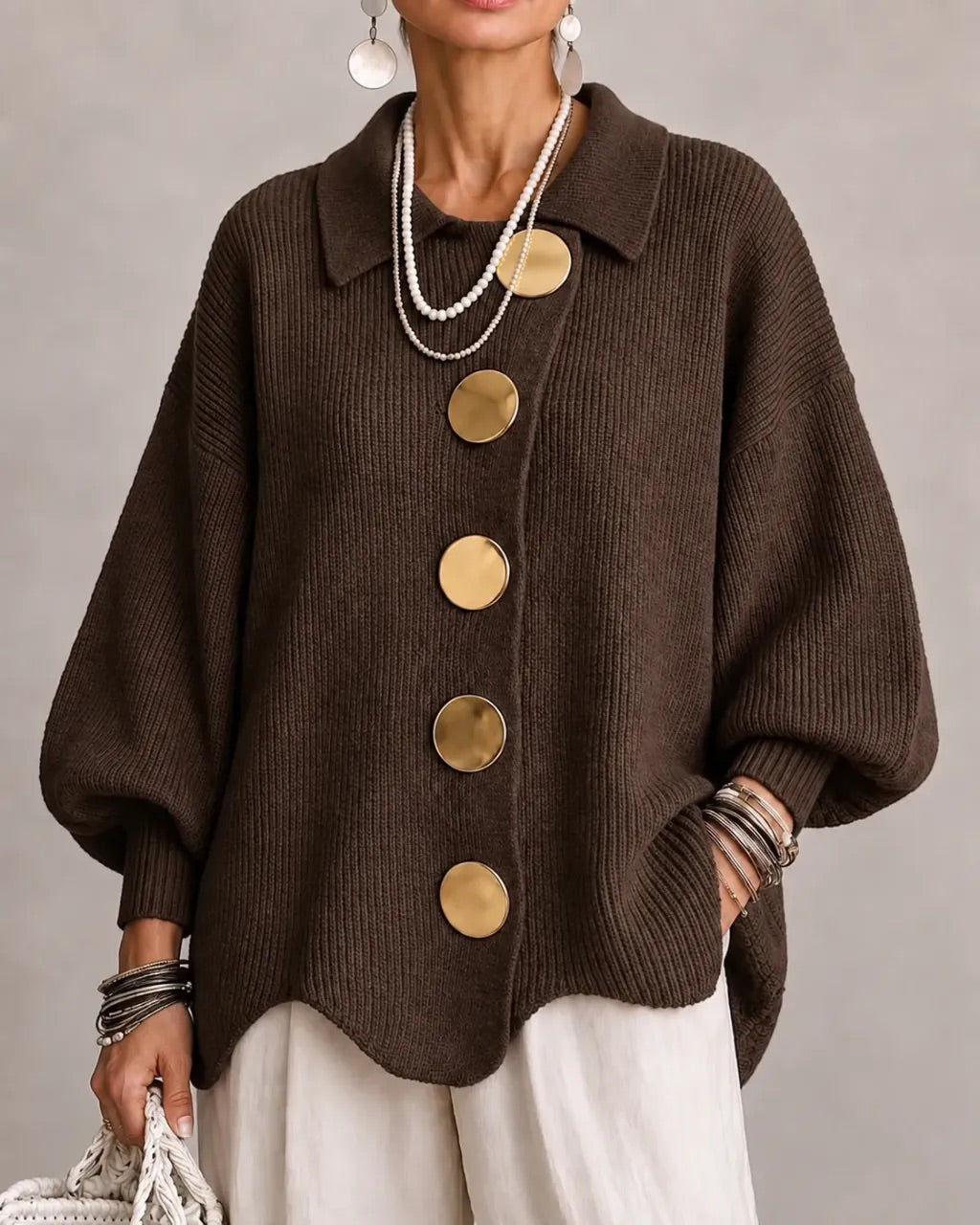 Karina | Gilet Boutonné Oversized à Col